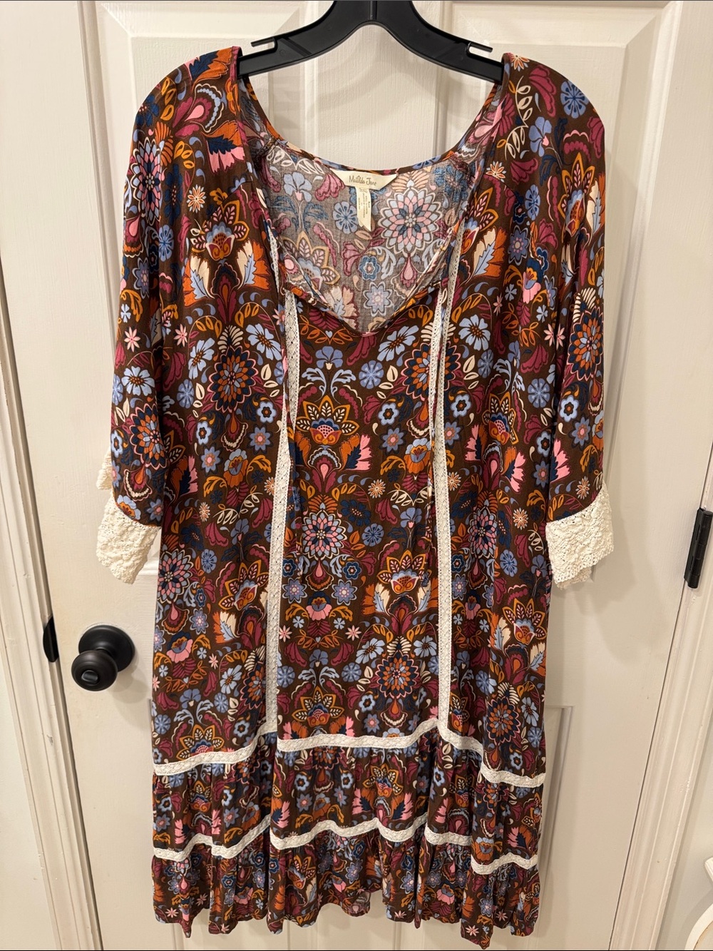 Matilda Jane Brown Floral Lace-Trim Midi Dress